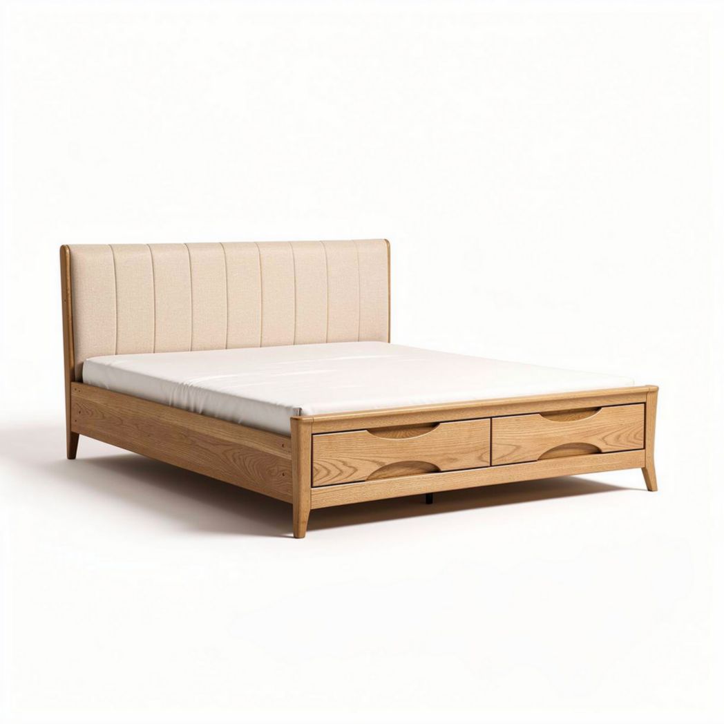 Łóżko podwójne białe z szufladami 200 x 160 x 30 cm z drewna MDF