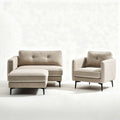 Sofa z pikowanym siedziskiem w kolorze jasnoszarym 150 x 100 x 85cm